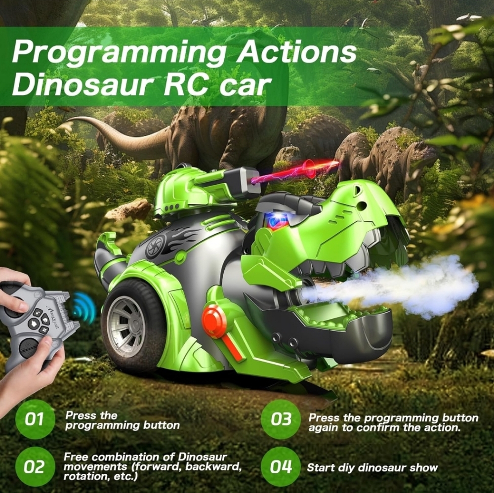 Dinosaur Remote Control Car, Programmable Dino 2.4GHz RC Cars